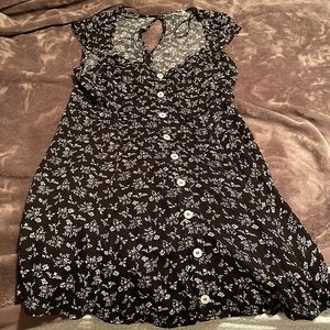 Cotton candy la button front floral black dress